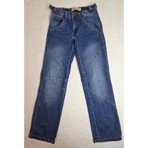 Love Trends Women Blue Paneled Straight Leg Jeans Side Cinch Buckle Size 7